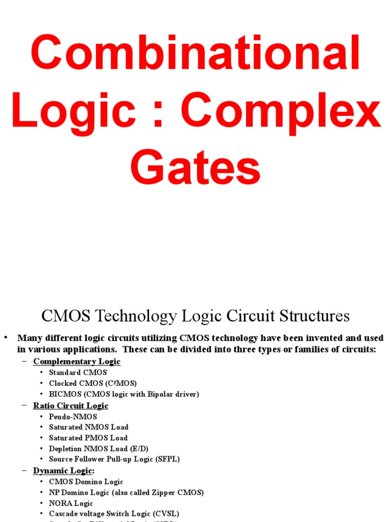 CMOS Complex Logic Gates Overview | PDF | Cmos | Logic Gate