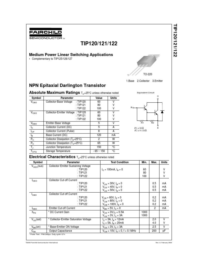 Tip120 PDF | PDF | Electrical Engineering | Electronic Engineering
