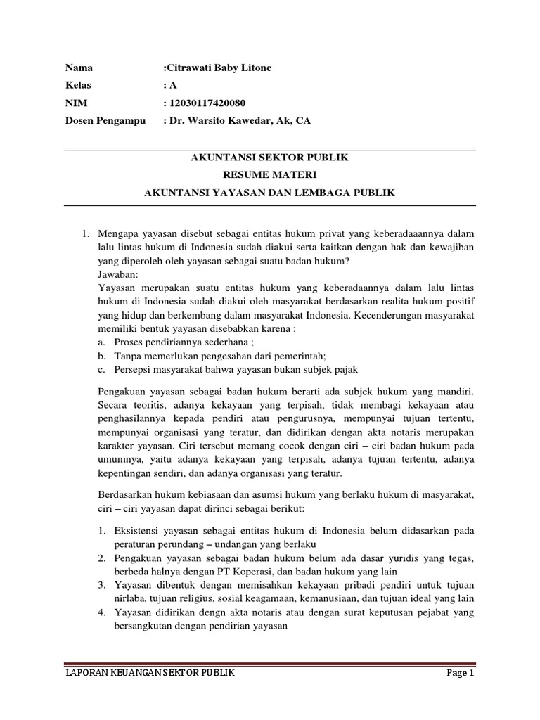 Soal Akuntansi Yayasan