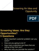 Screening An Idea and Oppotunity