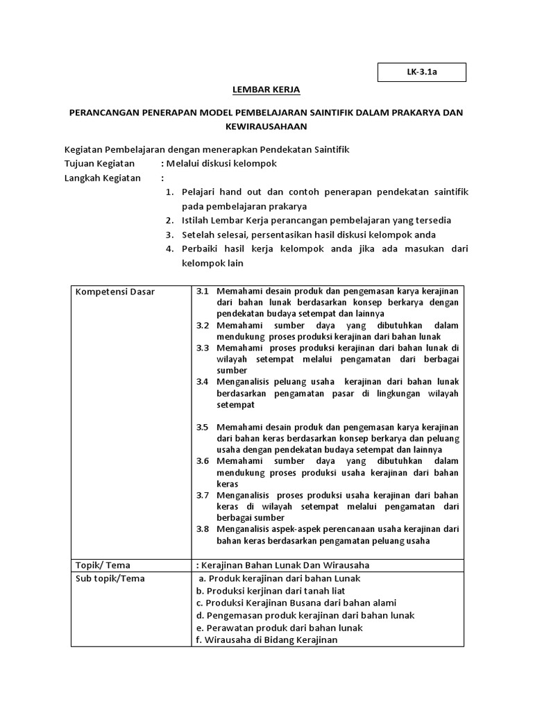 LEMBAR KERJA 3.1 A | PDF