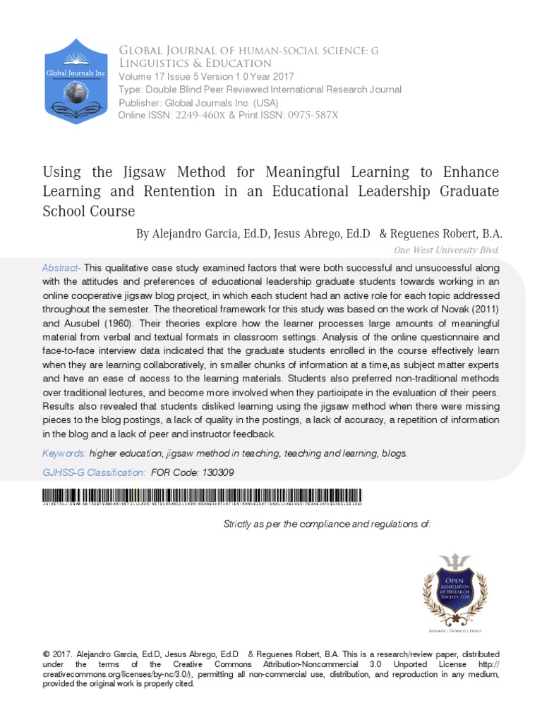 2 Using The Jigsaw Method PDF Learning Motivation