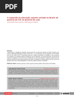 A Expansão Da Educação Superior Privada No Brasil - Do Governo FHC Ao Governo Lula