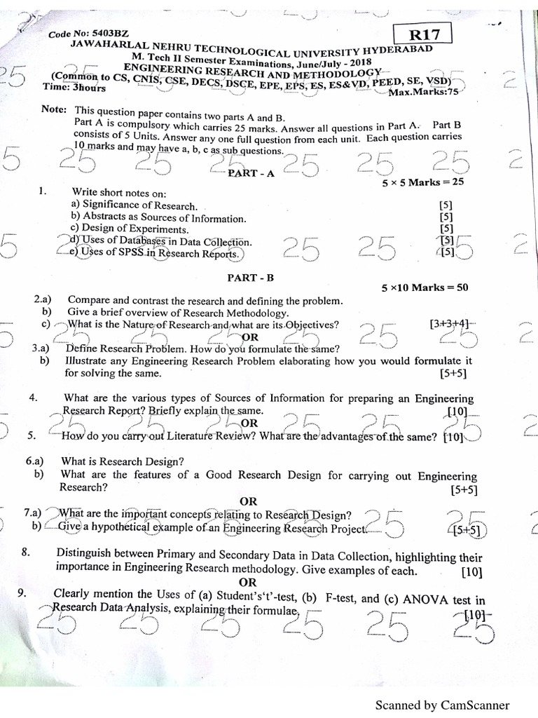 research methodology mtech question paper