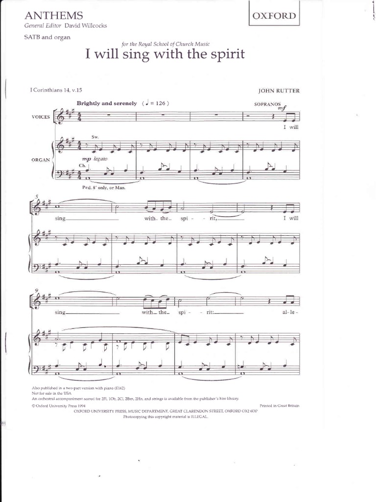 I will sing with the spirit john rutter pdf musical compositions