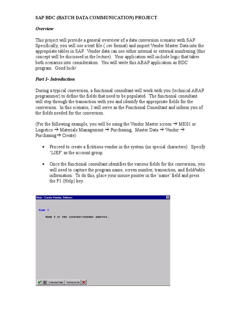 Sap BDC (Batch Data Communication) Project | PDF | Areas Of Computer ...