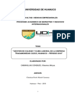 Gestión de Calidad y Clima Laboral en La Tragamonedas Cuzco, Huánuco - Periodo 2018