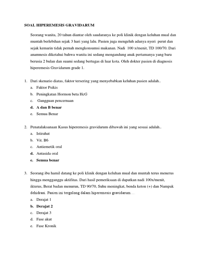 Soal Hiperemesis Gravidarum Klp 4
