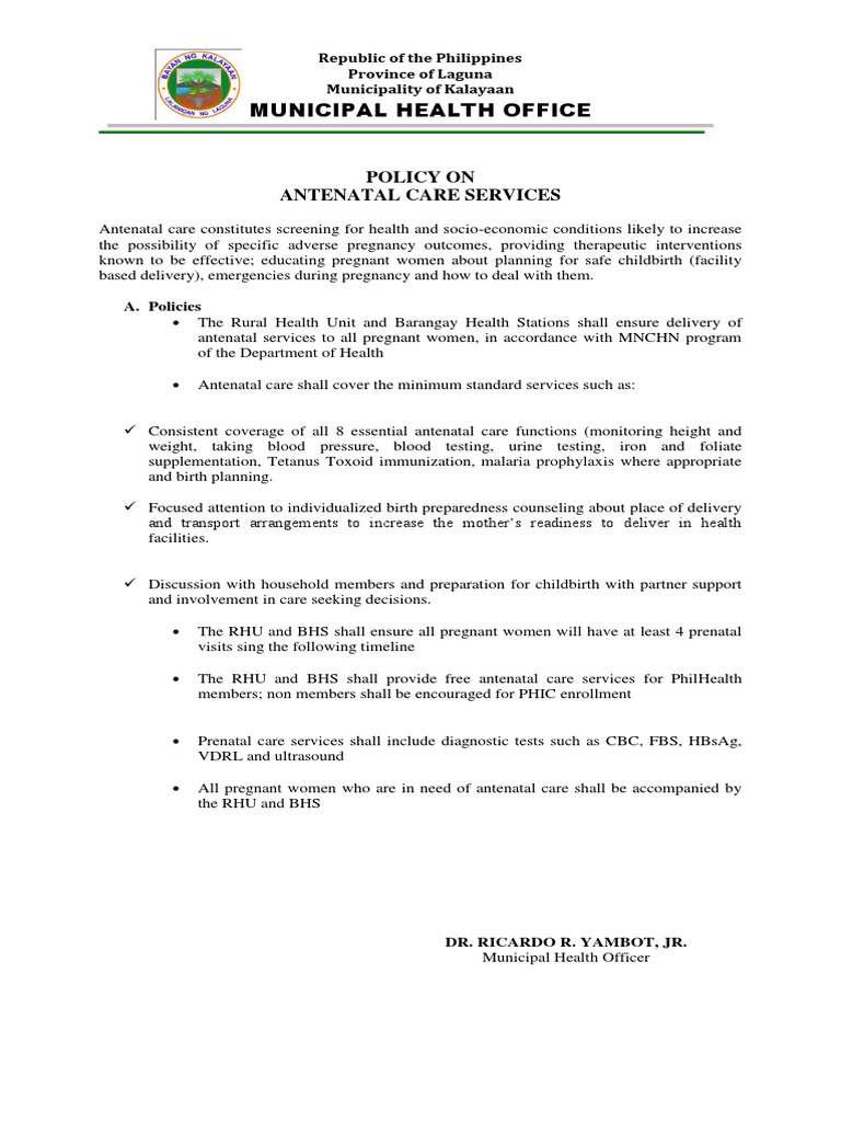 Antenatal Care Policy in Laguna, Philippines | PDF | Wellness