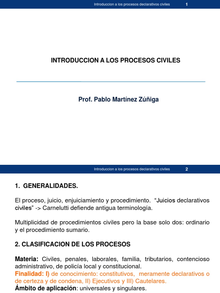 Introduccion A Los Procesos Declarativos Civiles | PDF | Evidencia (ley