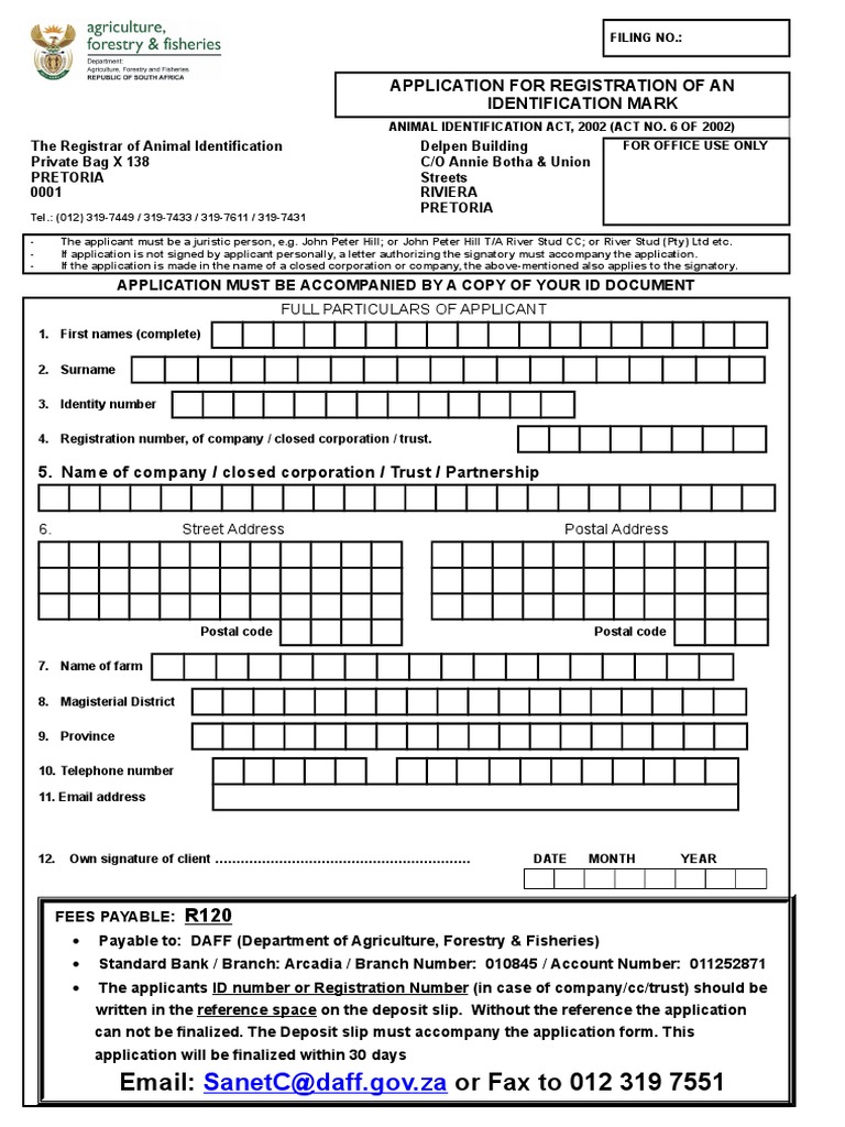 Application - Identification Mark | PDF | Signature | Identity Document