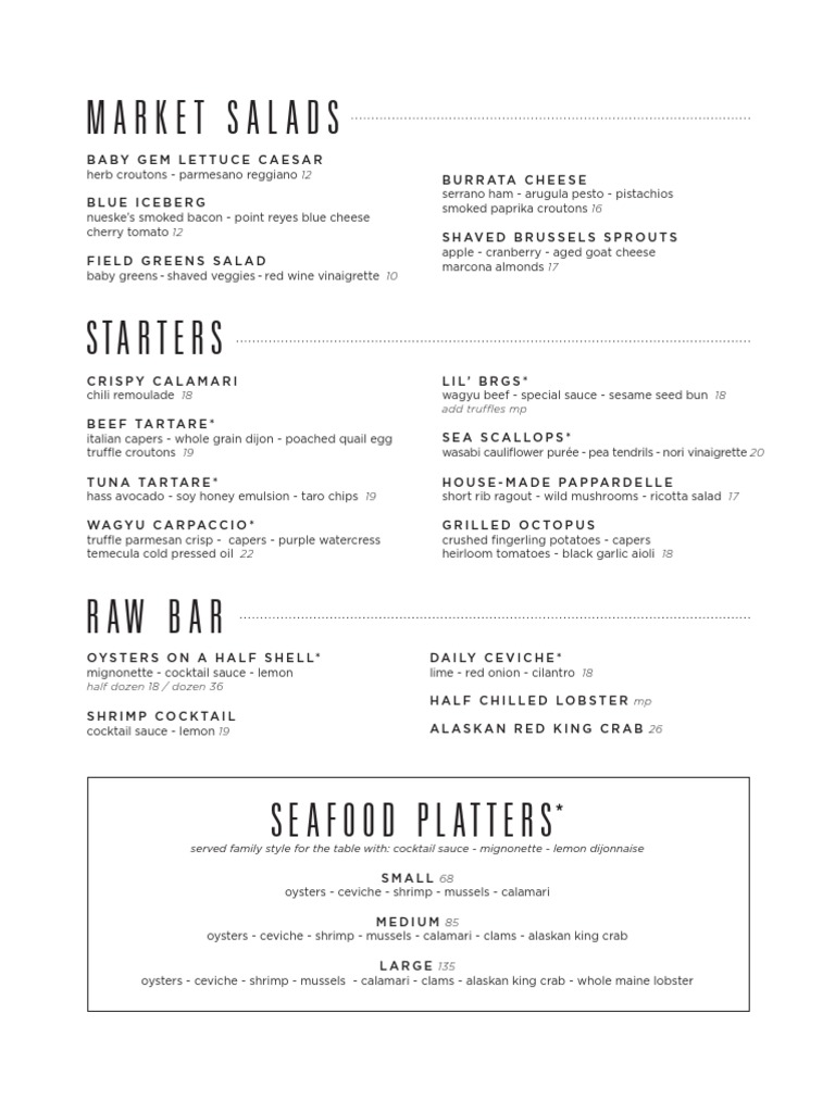 STK Steakhouse Menu and Prices | PDF | Salad | Western Cuisine