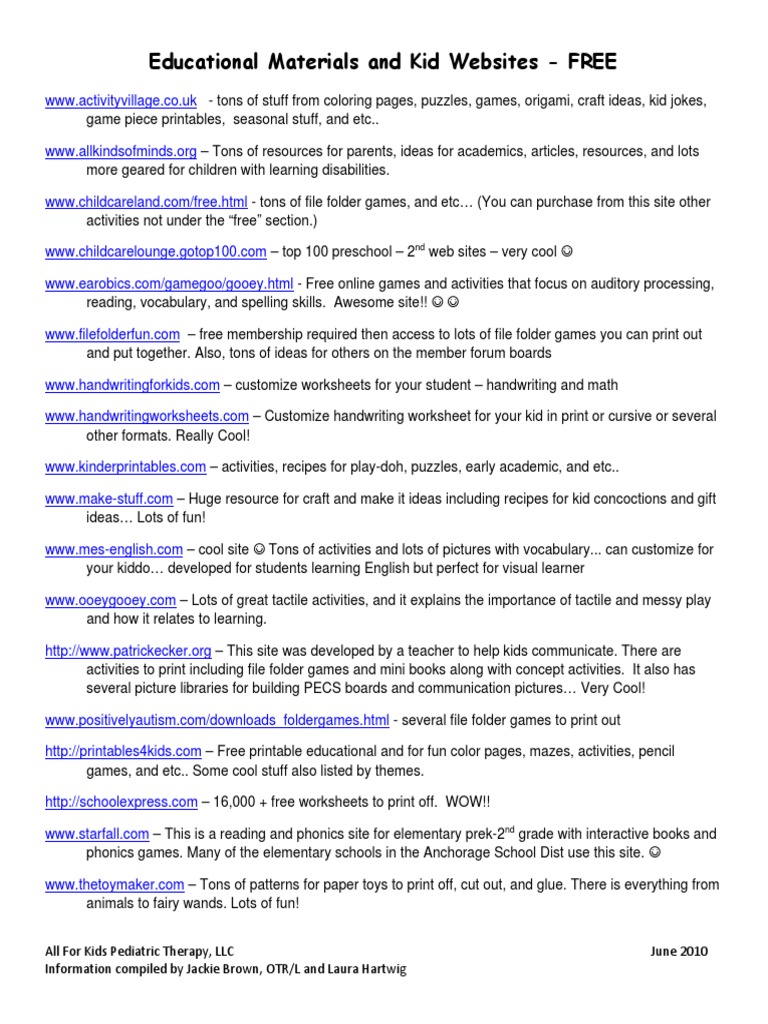 Educational Resources for Kids | PDF | Language Arts & Discipline ...
