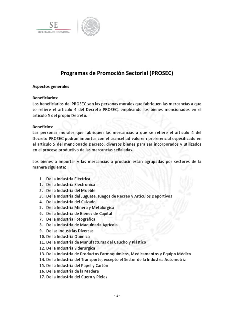 Prosec | PDF | Industrias | Impuestos