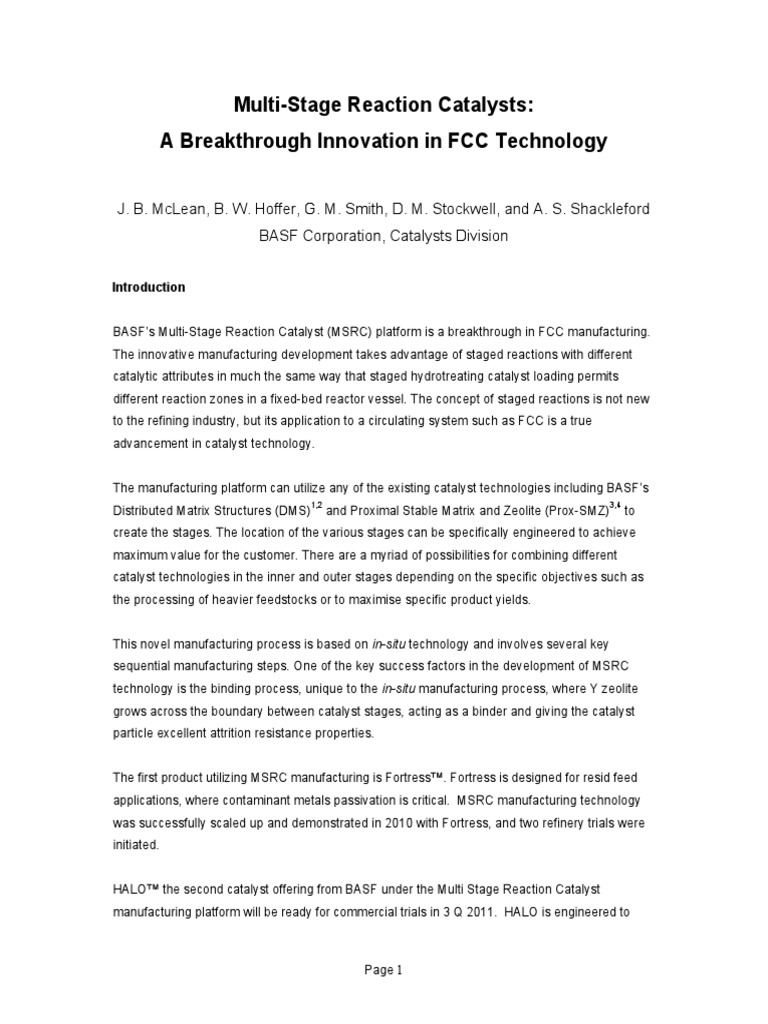 BASFMultiStage Reaction Catalysts PDF PDF Catalysis Oil Refinery