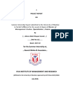 Management Studies (Specialization: Finance ) : For The Summer Internship At