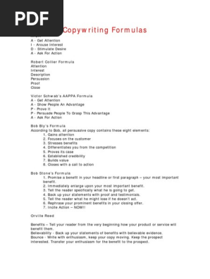 Copywriting Formulas