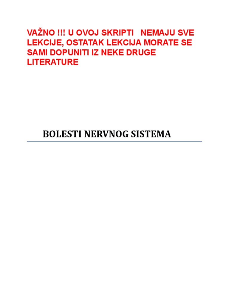 Bolesti Nervnog Sistema | PDF