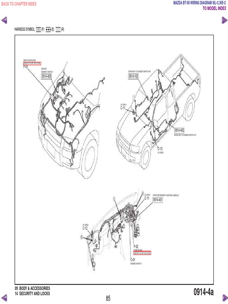 Mazda Bt50 Wl c & We c Wiring Diagram f198!30!05l85 Automotive