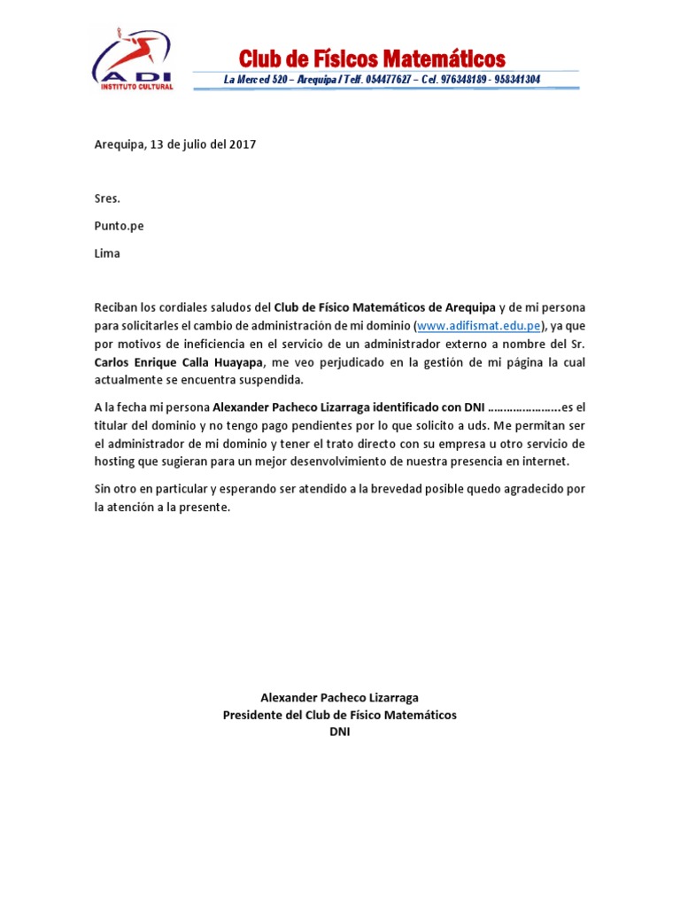 Carta de Cambio | PDF