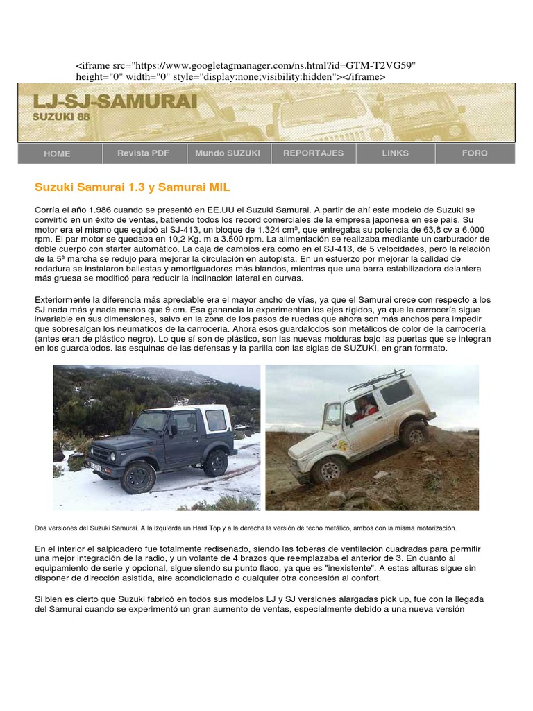 Suzuki Samurai Ficha Tecnica Eje Suspensión (Vehículo)