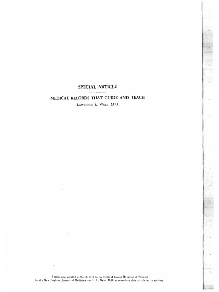 NEJM - Medical Record That Guide and Teach (Weed - 1968) PDF | PDF