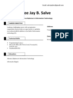 Lee Jay B. Salve: Career Objective Address
