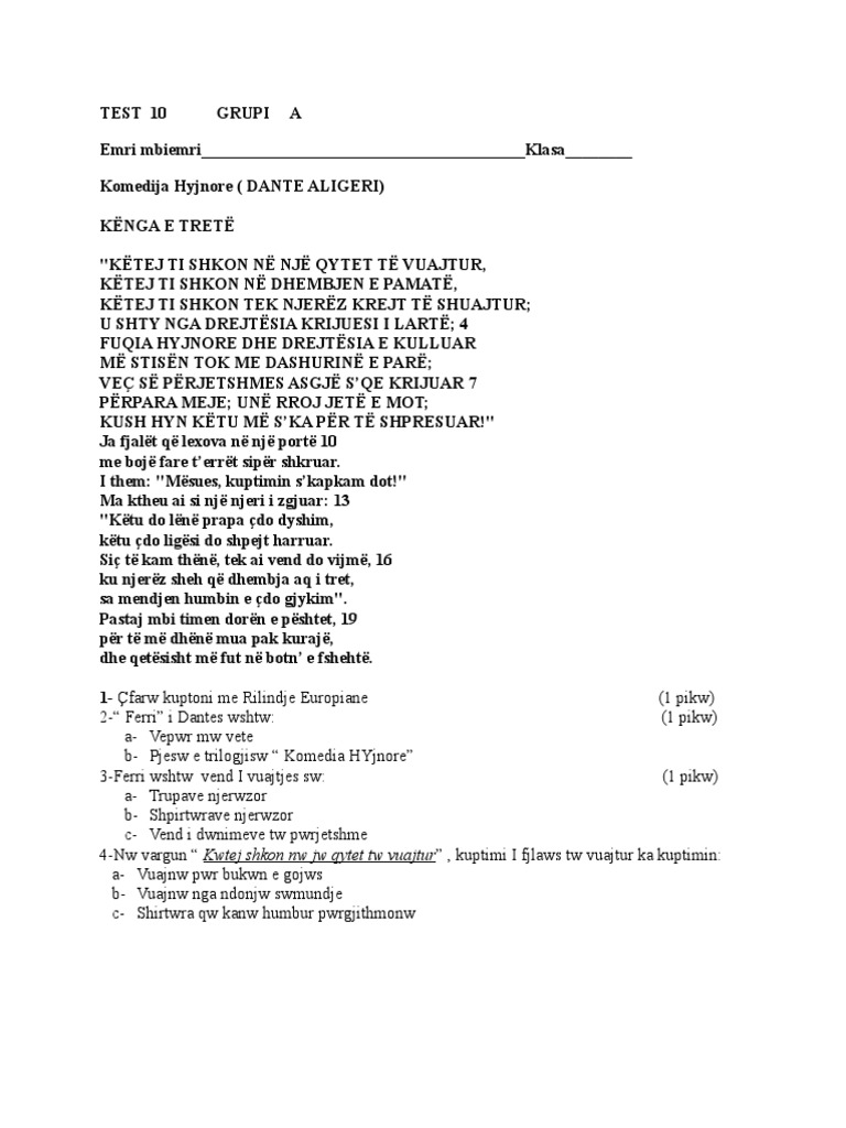 Test 10 Grupi A | PDF