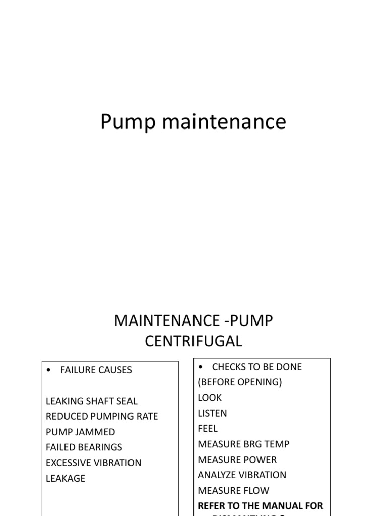 Centrifugal Pump Maintenance Guide | PDF | Pump | Bearing (Mechanical)
