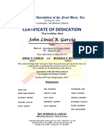 John Liniel Dedication Certificate