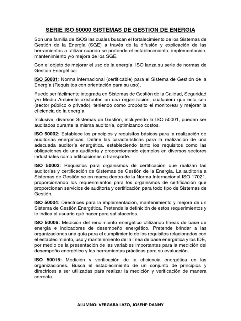 Normas ISO 50000: Gestión Energética | PDF | Gestión energética ...
