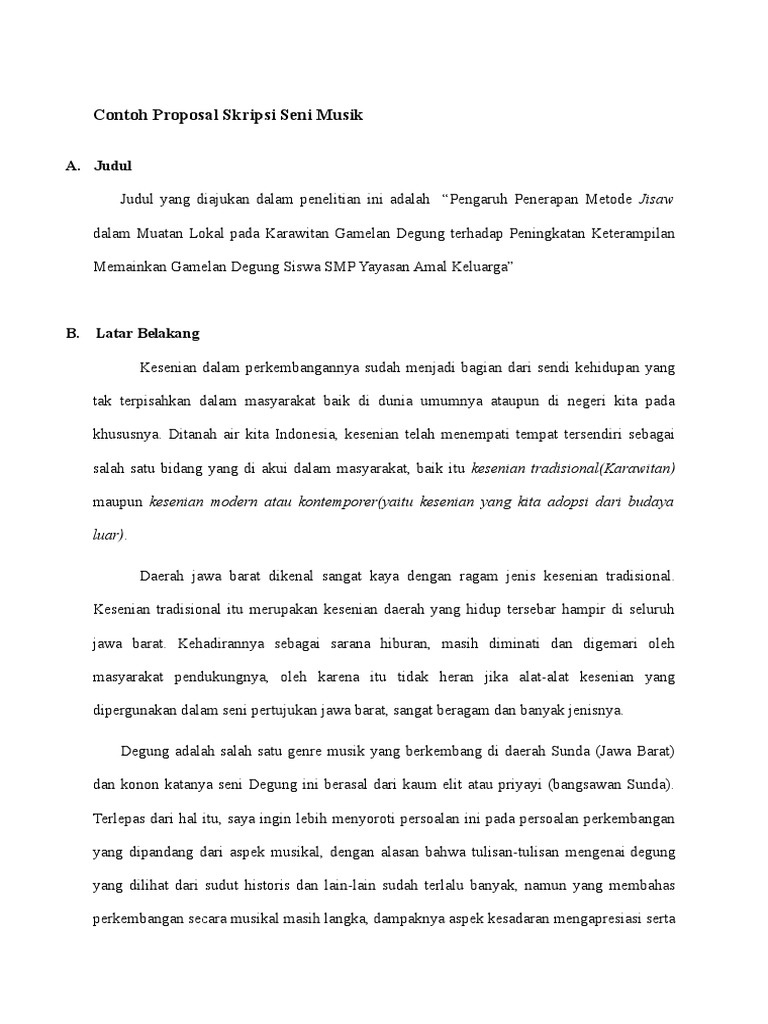 Contoh Proposal Skripsi Seni Musik