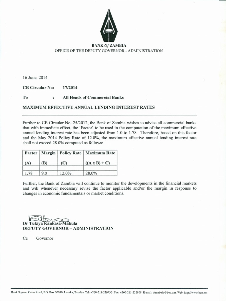 Boz Maximum Annual Lending Rate Pdf