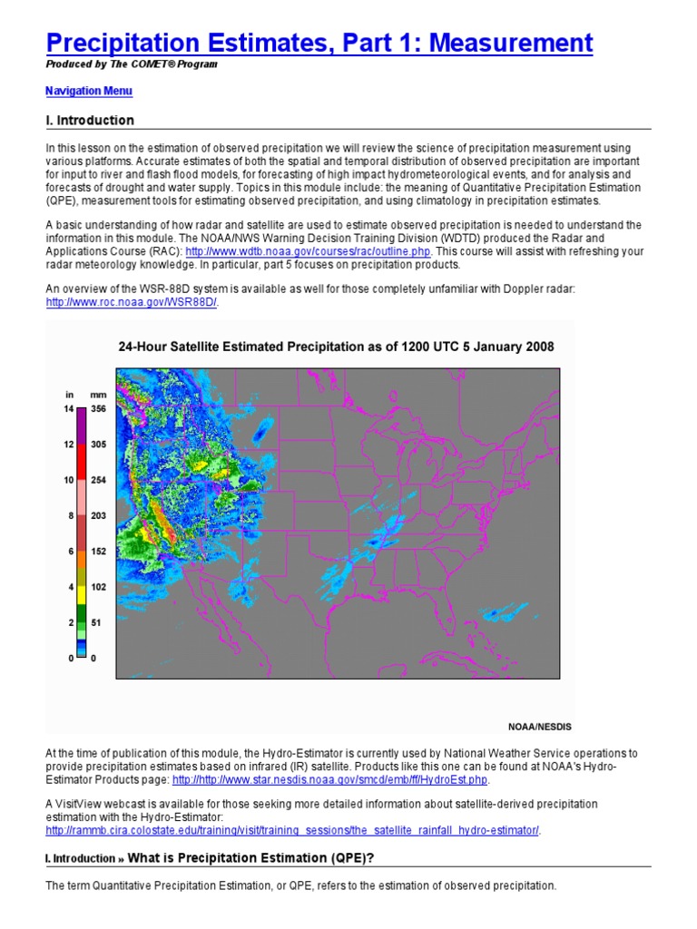 Precipitation Estimates, Part 1 - Measurement | PDF | Precipitation | Rain