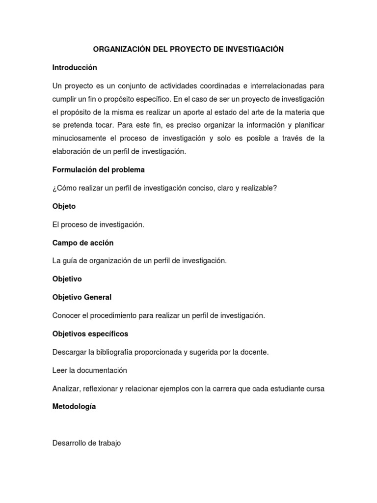 Guía para Elaborar un Perfil de Investigación | PDF | Metodología | Science