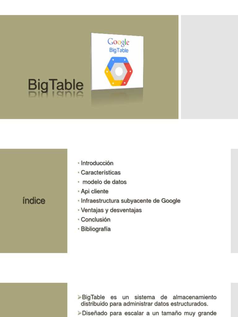 Introducción a BigTable de Google | PDF | No Sql | Bases de datos