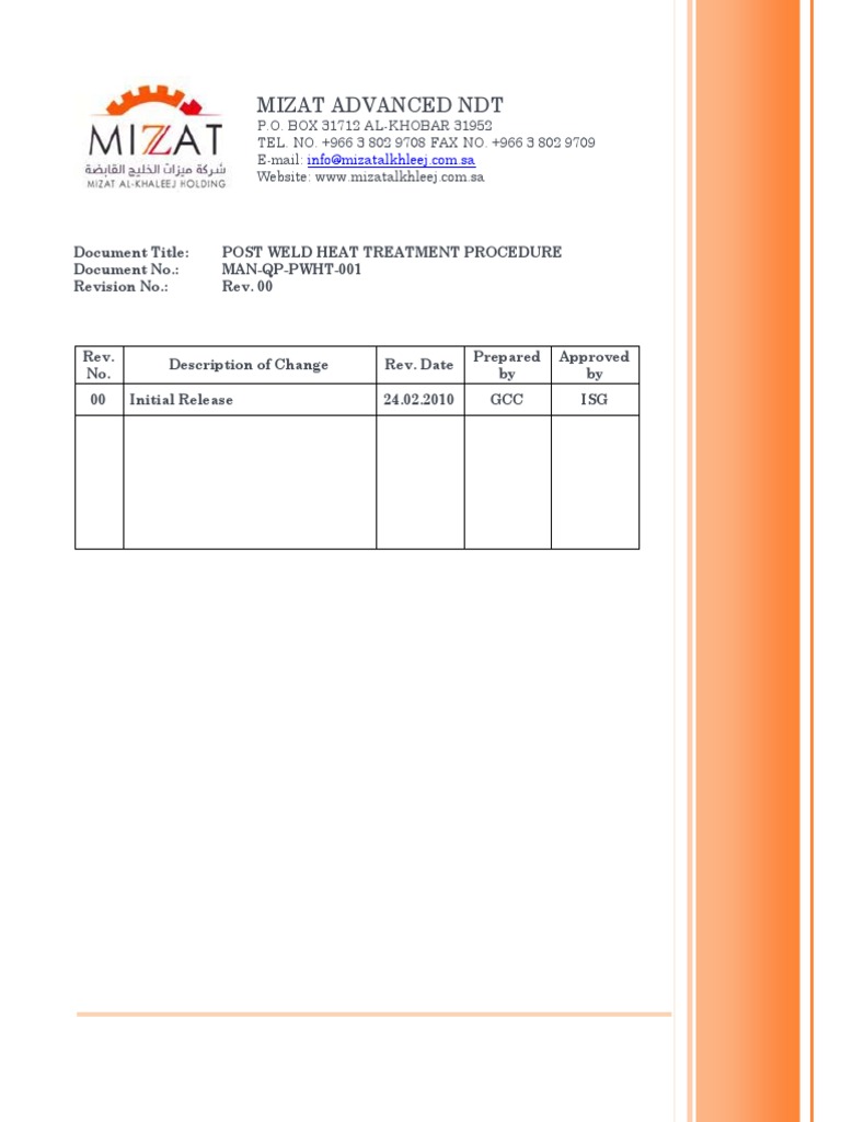 PWHT Procedure for Weld Joints | PDF | Thermocouple | Welding