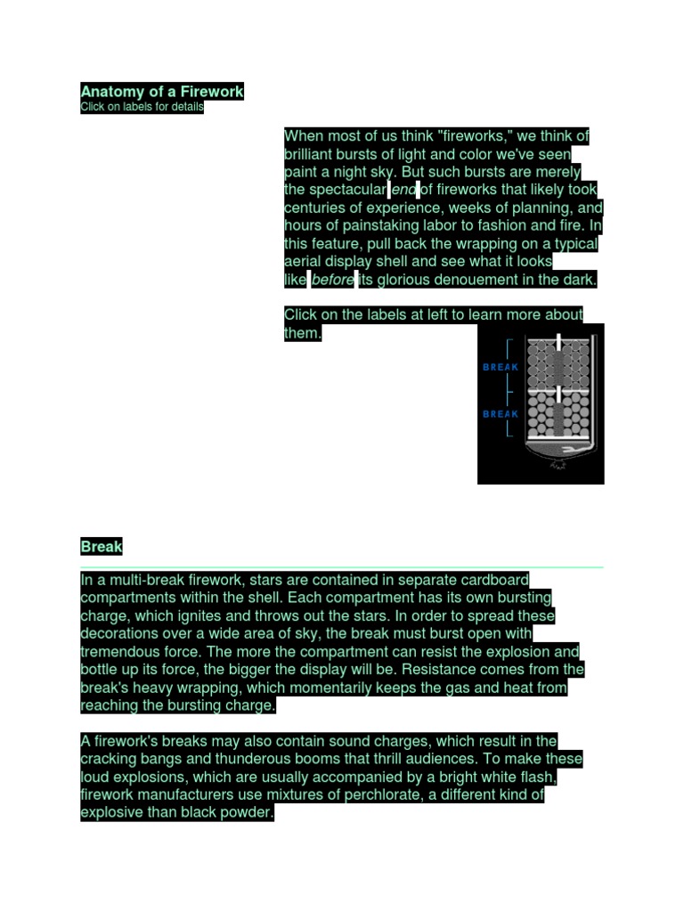 Anatomy of A Firework | PDF | Gunpowder | Fireworks