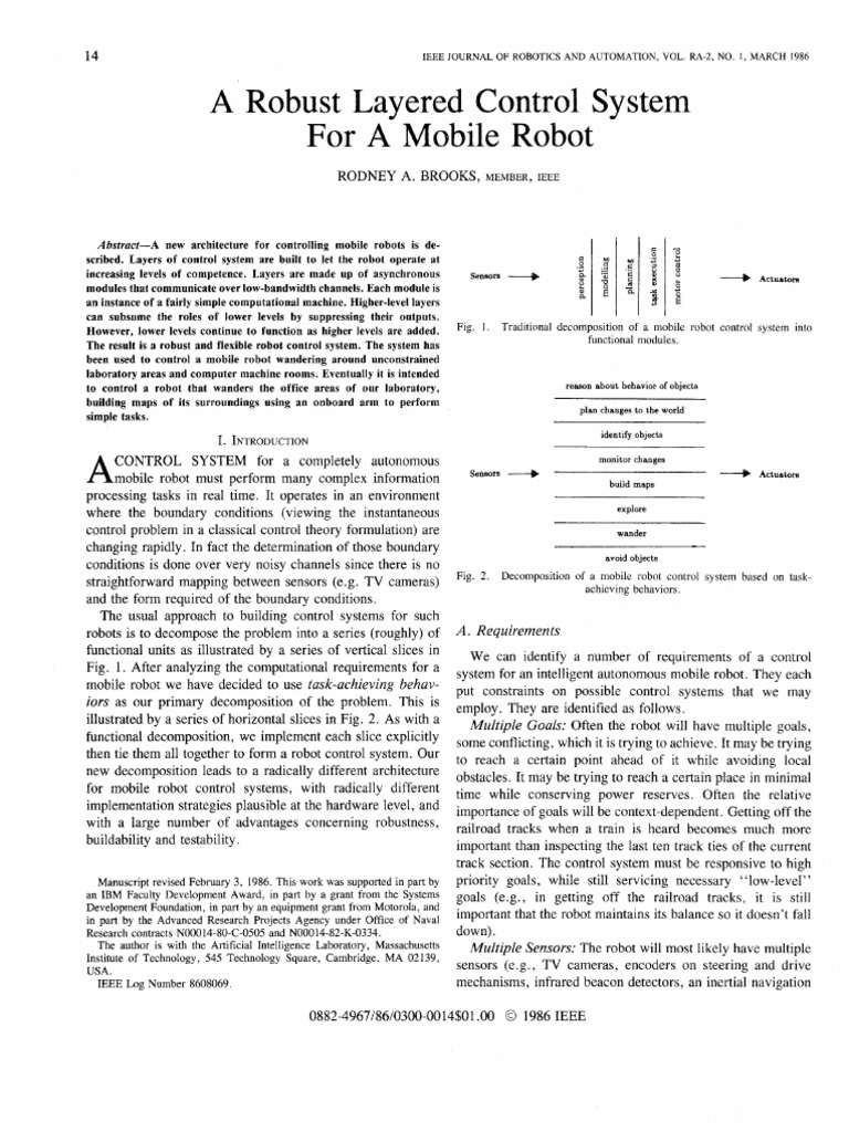 Robust Layered Control for Mobile Robots | PDF | Control Theory | Robot