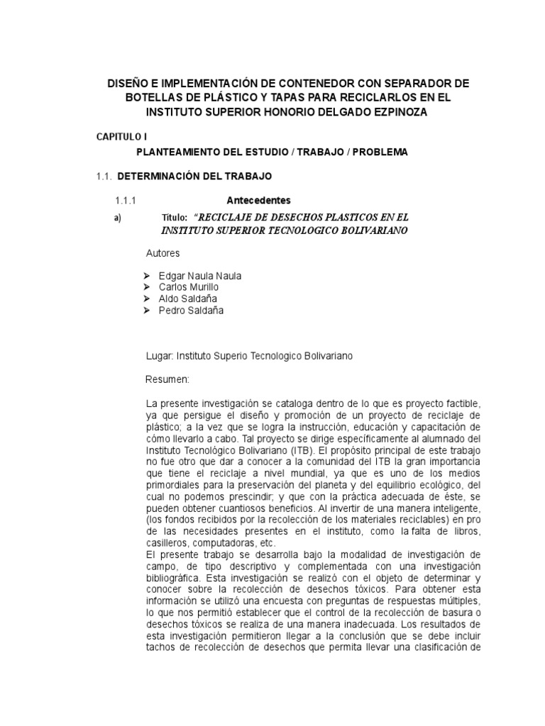 Contenedor para Reciclaje de Botellas PET | PDF | Reciclaje | El plastico