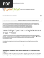 Meter Bridge Experiment Using Wheatstone Bridge Principle PDF