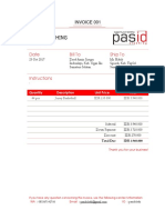 Pasid Clothing: Date Bill To Ship To