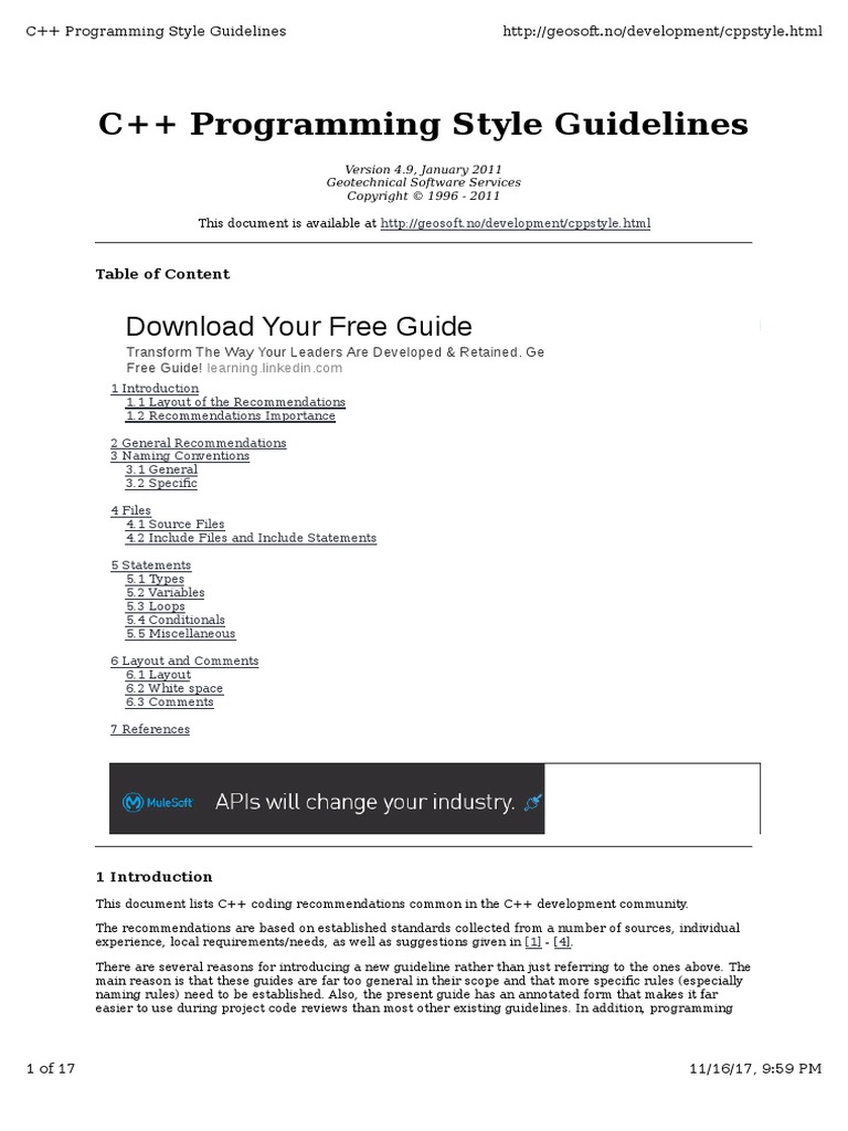C++ Programming Style Guide | PDF | Control Flow | C++