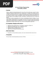Agenda Python ADV Training