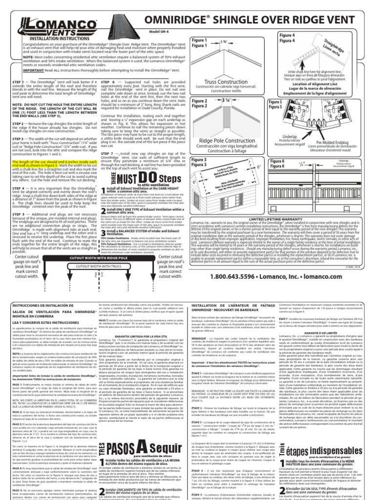 LOMANCO (Installation Manual) OR4 Omniridge Ridge Vent | Download Free ...