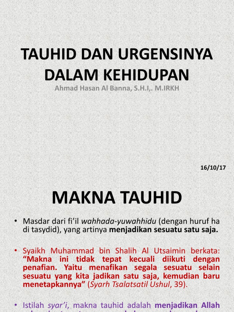 Pointer Tauhid Dan Urgensinya Pdf
