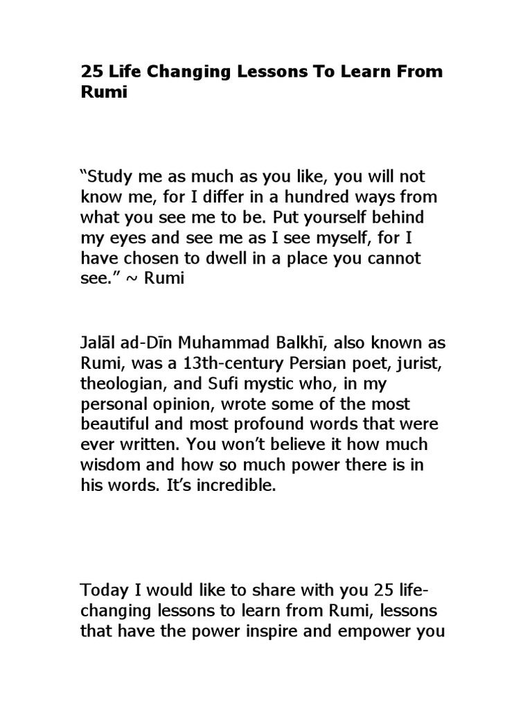 Life Lessons from Rumi's Wisdom | PDF | Rumi | Soul