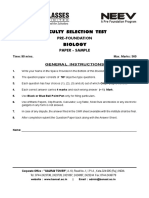 Faculty Selection Test Biology: Pre-Foundation Paper - Sample