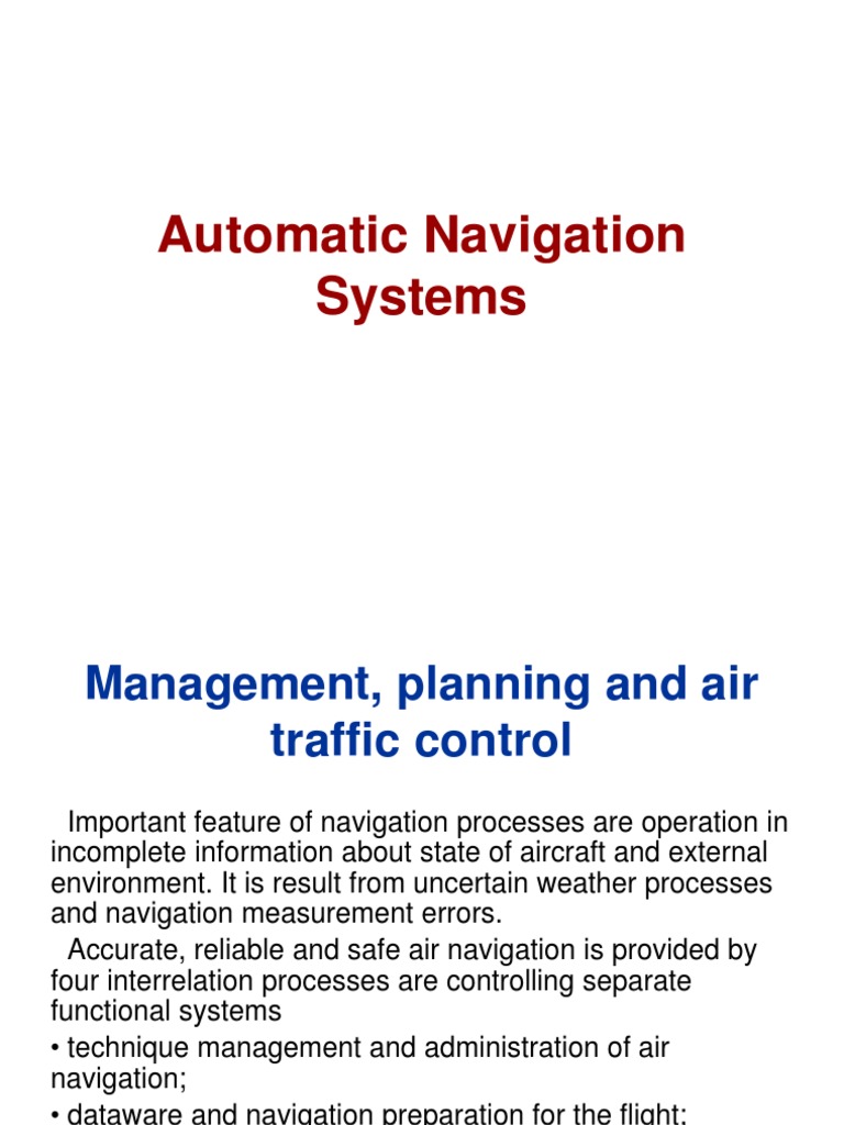 Automatic Navigation Systems PDF Inertial Navigation System