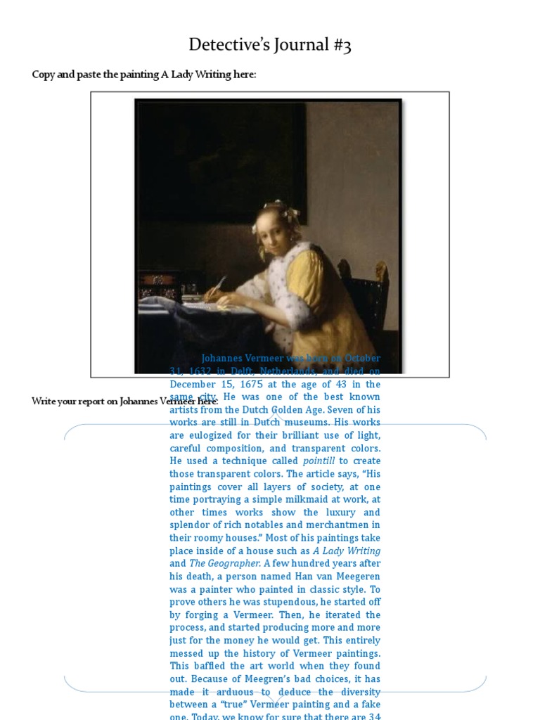 Detective's Journal #3: Copy and Paste The Painting A Lady Writing Here ...